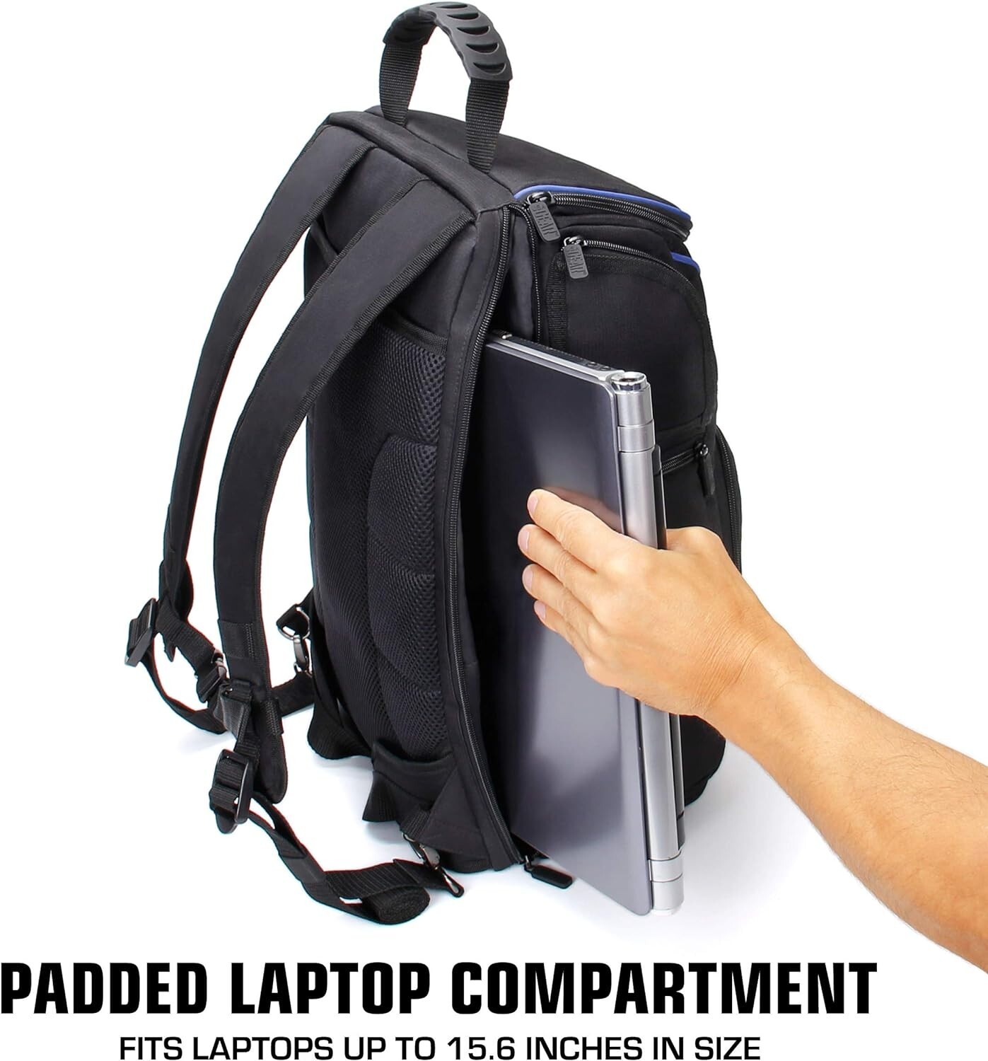 Sac à Dos NOIR BLEU Réflex - Compartiment PC et Support Trépied