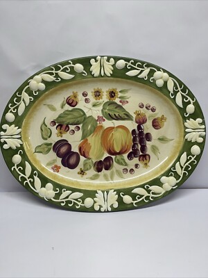 Platter Hand Painted Oval X-Large 17 x13  Fall Fruit  Harvest WCL