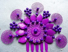 Spanish mantilla style hair comb with purple filigree beads  NO US IMPORT FEES