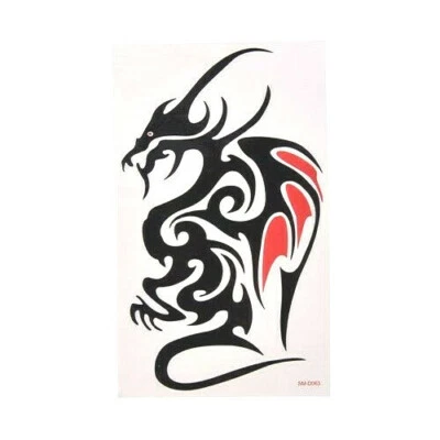 MARKENLOS Flash Einmal Temporary Klebe Tattoo Drache Schwarz Rot Körper Body Geschenk WOW