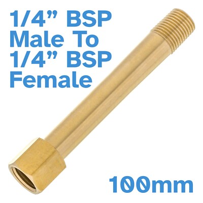 100mm 1/4'' BSP Male To Female Thread Brass Pipe Extension Fitting Connector