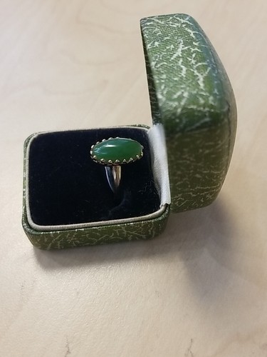 Vintage 10K Gelbgold Oval Grün Nephrit Jade Ring/und BOX Größe 6,75 - Bild 15 von 16