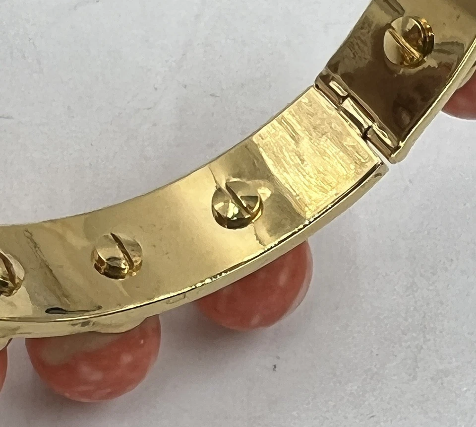 Lele Sadoughi Bracelet bangle Cuff Coral Howlite Bead 22k Gold Plated - Image 4 of 4