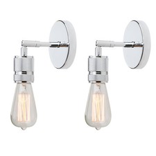 Set of 2 Vintage Industrial Metal E27 Bare Lampholder Sconce Wall Lights