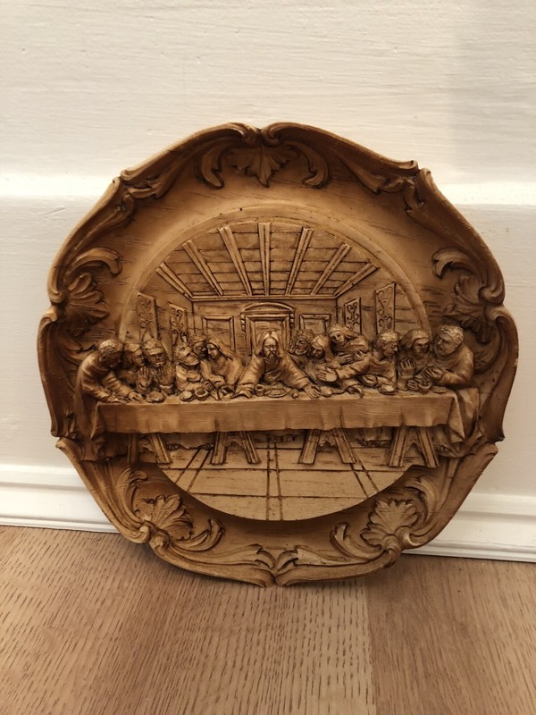 Jesus Christ & 12 Disciples The Last Supper Wooden Carved Wall Plaque Hanging