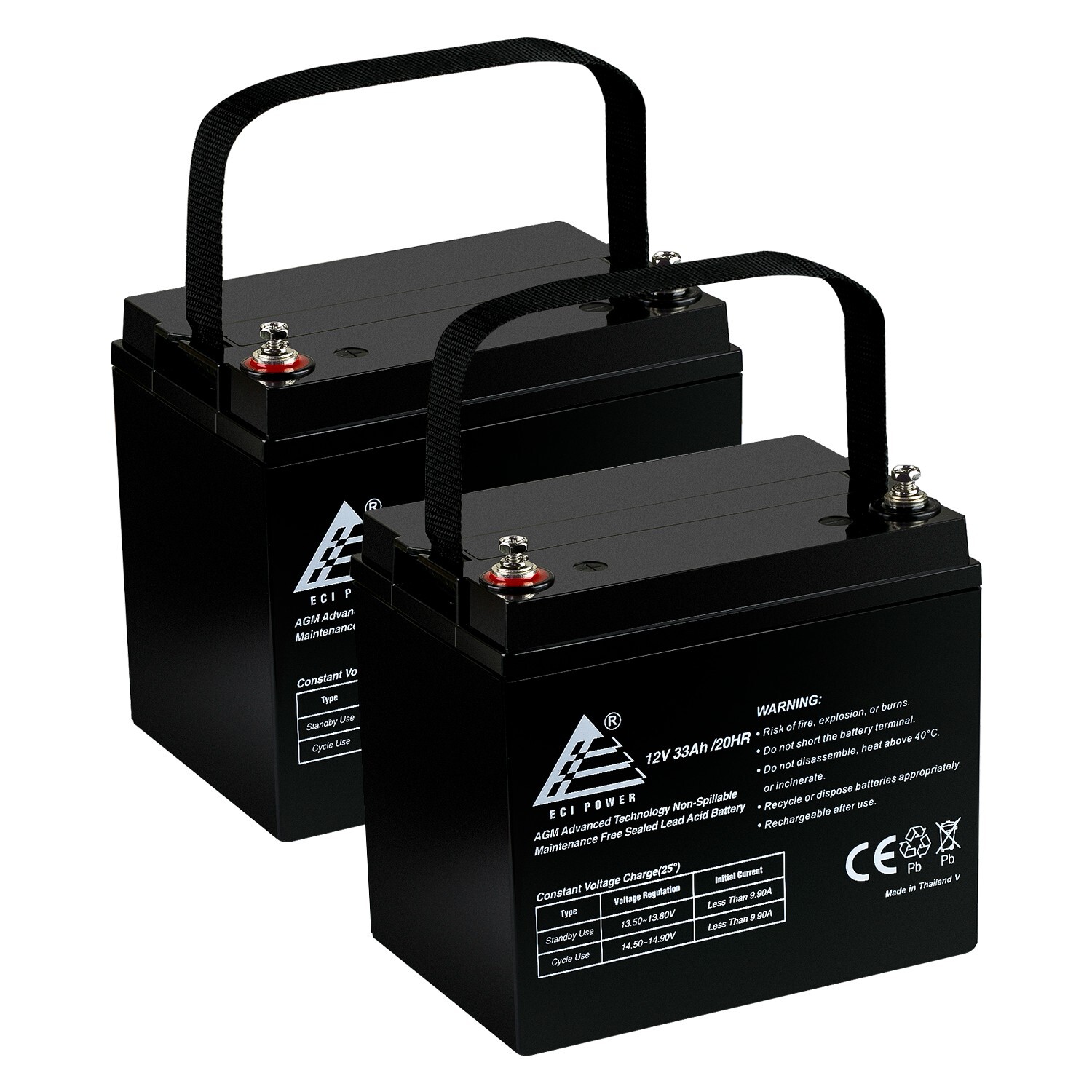 2 pack | 12V 33Ah AGM Sealed Lead Acid Battery Also Replaces 35Ah, 34Ah, 32Ah