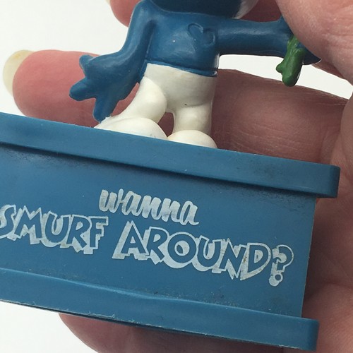 2 Smurfs Vtg Schleich Peyo Smurf A Gram Wanna Smurf Around? 1981 Cupid Valentine - Picture 7 of 13