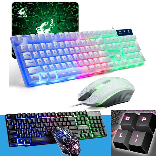 UK Layout Gaming Tastatur Maus Set RGB LED Beleuchtet Keyboard für PC Laptop PS4