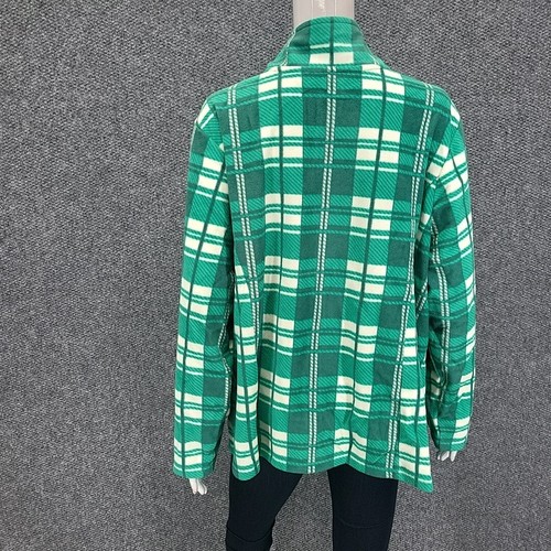 Liz Claiborne New York Fleece Zip Front Jacket 2X Plus Size Green Plaid Printed - Picture 6 of 11