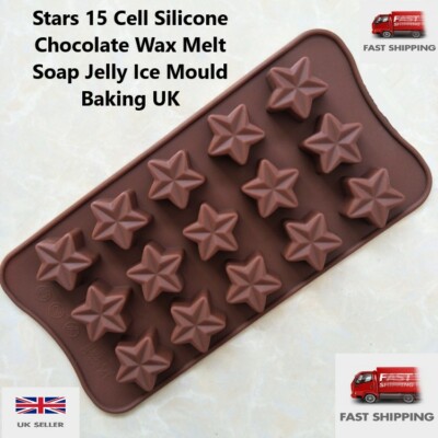 Sterne 15 Zellen Silikon Schokolade Wachs Schmelzen Seife Gelee Eis Form Backen UK