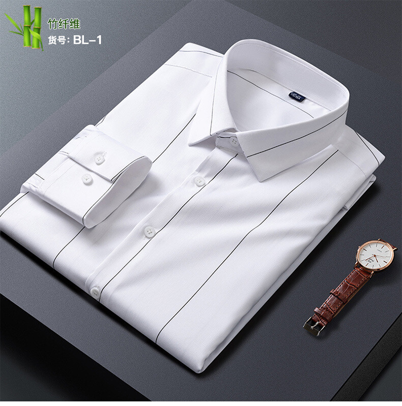 Mens Clothes Shirts Formal Dress Shirts Long Sleeves Business Strips Casual  Tops | eBay