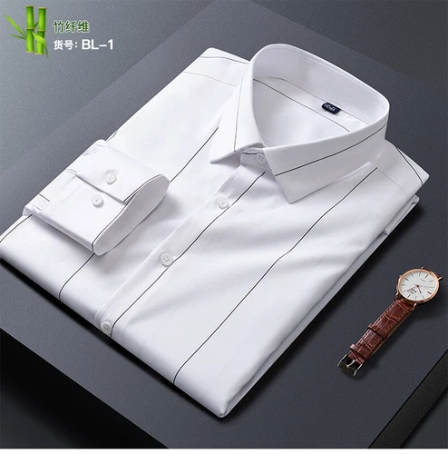 Mens Clothes Shirts Formal Dress Shirts Long Sleeves Business Strips Casual Tops - Picture 2 of 35