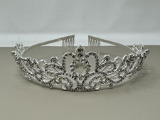 Silver Crystal Tiara Wedding Crowns Rhinestones Gems Birthday Princess Party