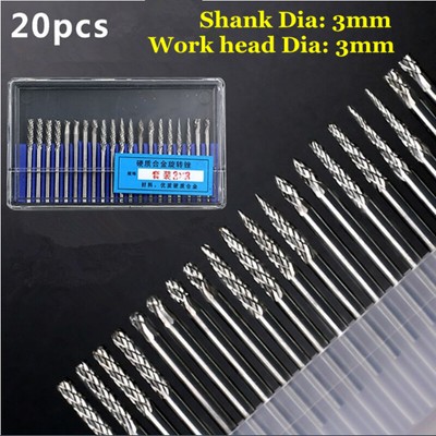 20pcs Dental Lab Beauty Tungsten steel Carbide Burs Drill Bits 3mm Rotary Tool