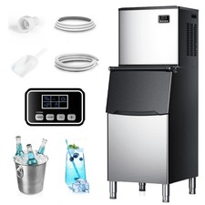 Commercial Ice Machine 450 lb. /24H Full Size Cubes in Stainless Steel silver