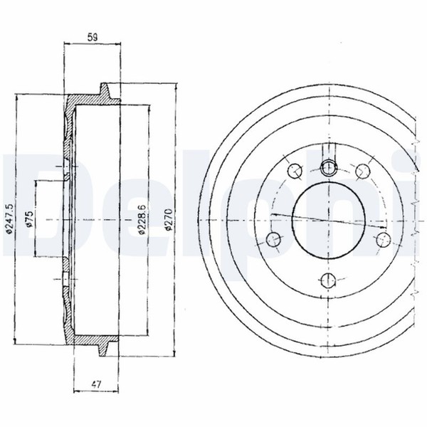 2X Delphi Bremstrommel BF275 FüR E36 BMW 3Er Compact Touring 316 318 Tds 320 323-image