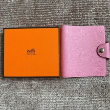 Hermes Ulysses Mini Notebook Cover Pink Leather Day Planner Boxed Women's