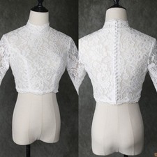 Long Sleeves Bolero Topper Jacket for Bride Appliques Lace Beading Wedding Dress