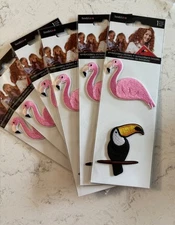 Sandylion Embroidery Stickers Flamingo Toucan 6 packs NEW