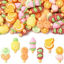 70pcs Fruit Opaque Resin Cabochons, Tanghulu Shape Flatback No Hole Beads DIY