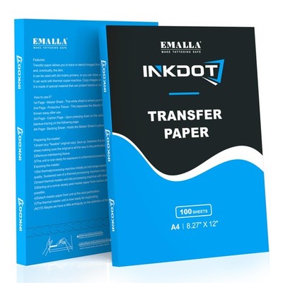 INKDOT Tattoo Transfer Paper, 100 Sheets Premium Stencil Paper 4-Layer Therma...