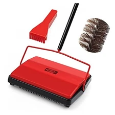  Carpet Floor Sweeper Manual with Horsehair, Non Electric Quite Rug Roller 