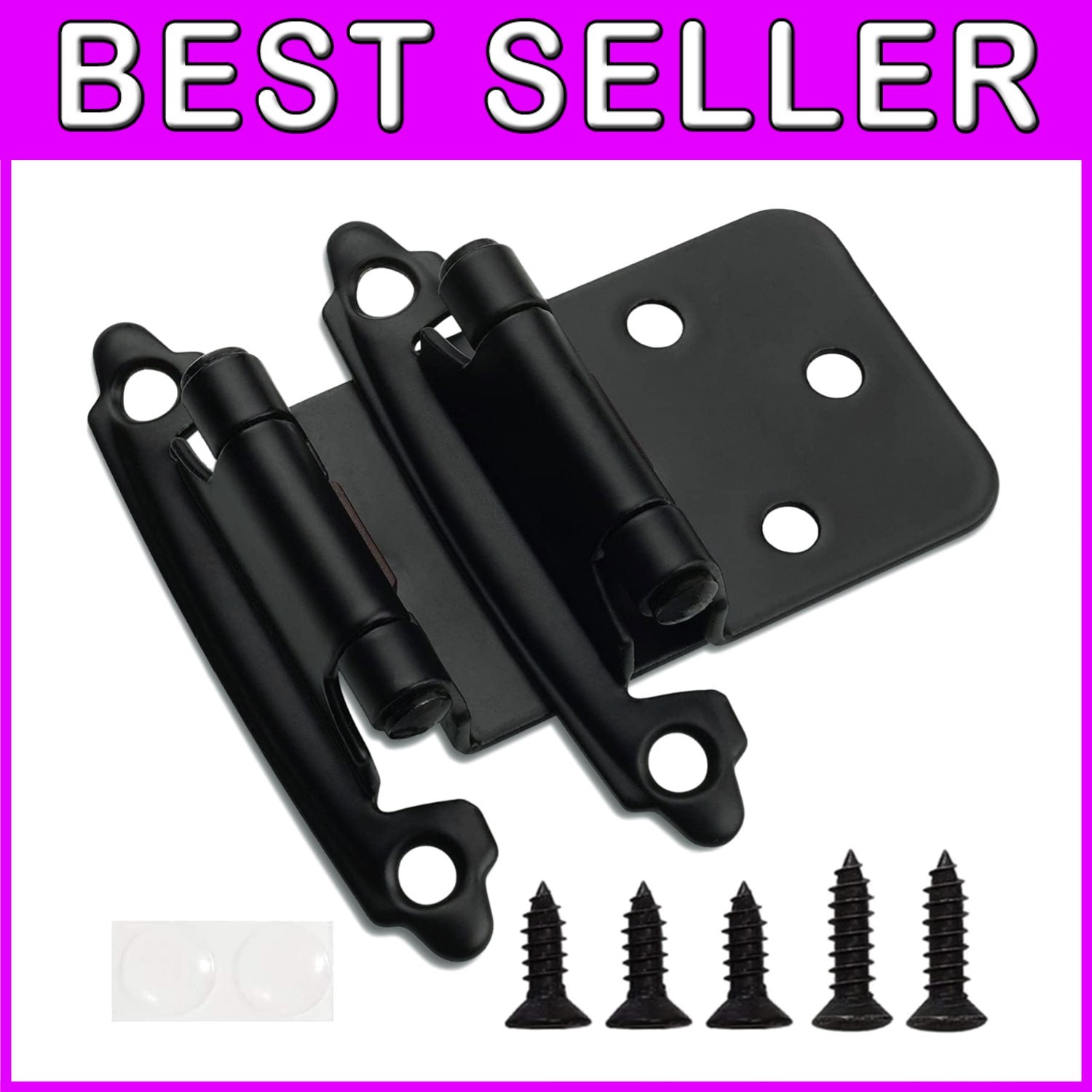 Matte Black Kitchen Cabinet Hinges 50 Pack