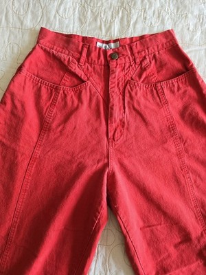 Vintage 80s 90s Red Mom Jeans Womens XS Small High Waisted 25/26 Inch Waist 
