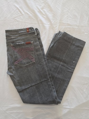 7 For All Mankind Women’s 31 Gray Bootcut Jeans Pink Stitch Low Rise Y2K MadeUSA