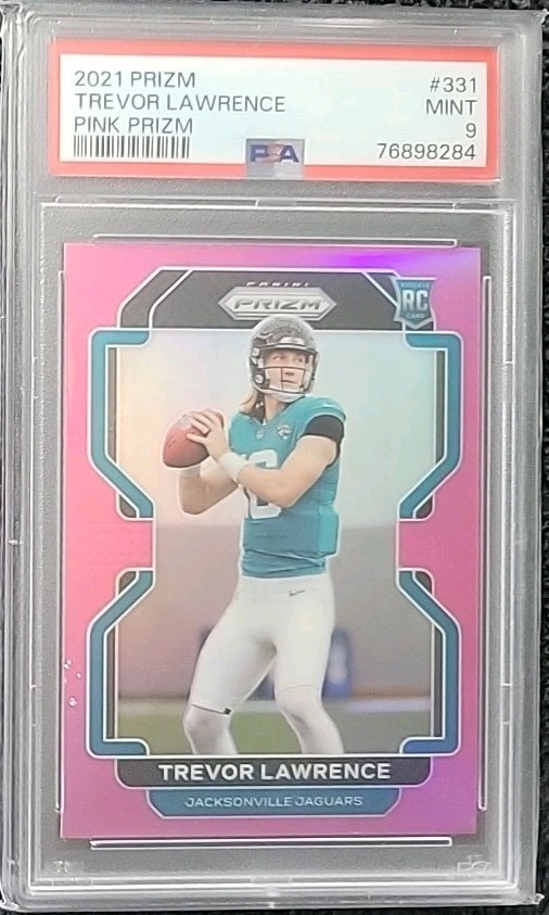 2021 PANINI PRIZM PINK PRIZM #331 TREVOR LAWRENCE ROOKIE RC PSA 9