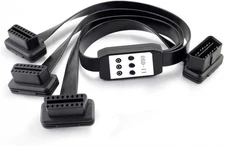 OLLGEN 50cm 3 Way OBDii OBD2 Splitter Cable Ultra Low Profile 16 Pin OBD...