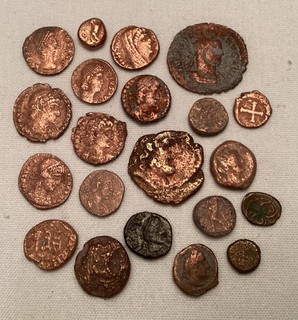 Mixed Lot of 21 Cleaned Ancient Bronze / Copper Coins: Greek Roman Byzantine 2