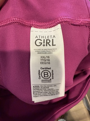 Athleta Girl Size XXL/16 High Rise Magenta Leggings Stash Pockets - Picture 4 of 6