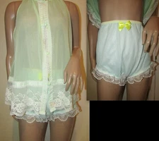 Custom 2pcs  Double chiffon Nylon Babydoll Full cut brief panties Sz M/8