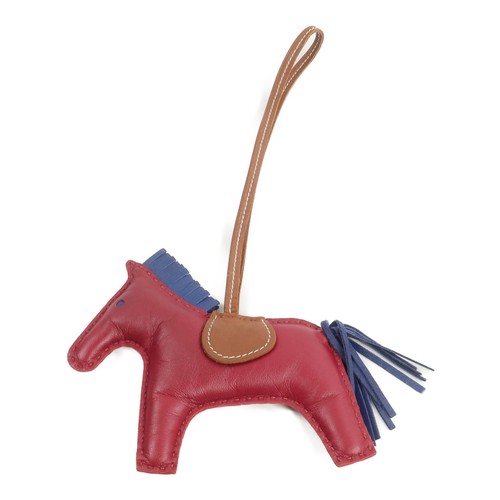 HERMES Rodeo GM Charm Milo Lambskin Fauve/Bleu de Malte/Rubis