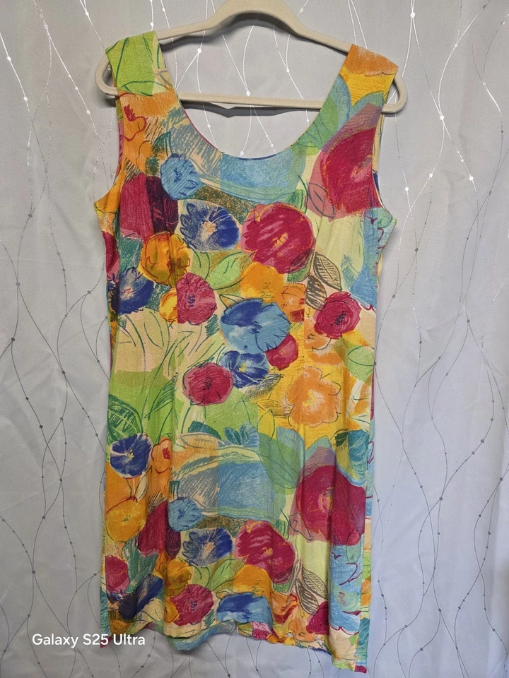 Vintage Jams World Womens Dress Sleeveless 11 Floral Hawaiian Classic Watercolor - Image 2 of 4