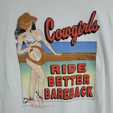 Cowgirls Ride Better Bareback Vintage Shirt Mens XL Taf Printed Tee Western