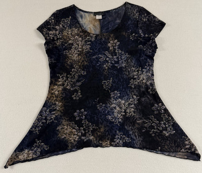 Vtg 90's Y2K Top Dark Goth Grunge Fairy Floral Cheetah Leopard Glitter Dopamine