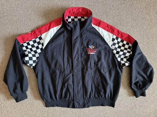 VTG 90’s NASCAR Raybestos Motorsport Racing Jacket XXL Swingster Nylon Checkered video thumbnail