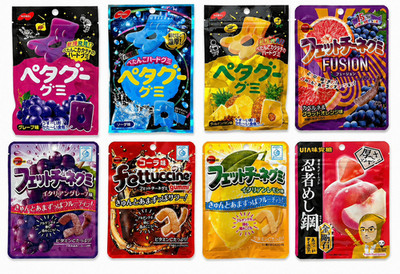 Japanese Gummy Candy Assorted Flavors Soft Chewy Snack UHA Bourbon Nobel Mix Fla