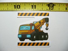 CARTOON TRUCK MOUNTED CRANE HOIST SMALL STICKER DECAL FUN FUNNY CONSTRUCTION