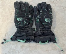 Girls The North Face Winter Insulated Gloves-Grey With Teal Stars Size L Great