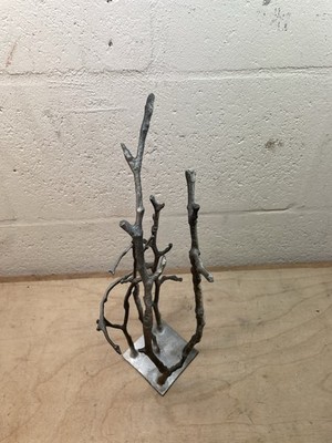 Brutalist Style Sculpture Vase Of Magnolia Twigs