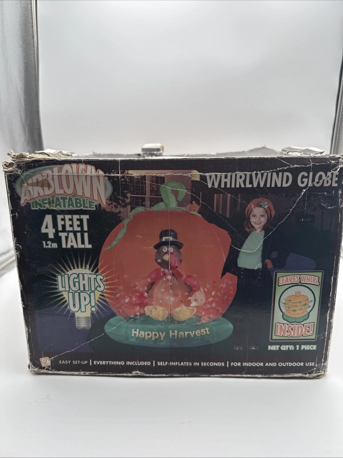 Untested RARE Gemmy Airblown Inflatable 4ft Turkey Inside Pumpkin Happy Harvest