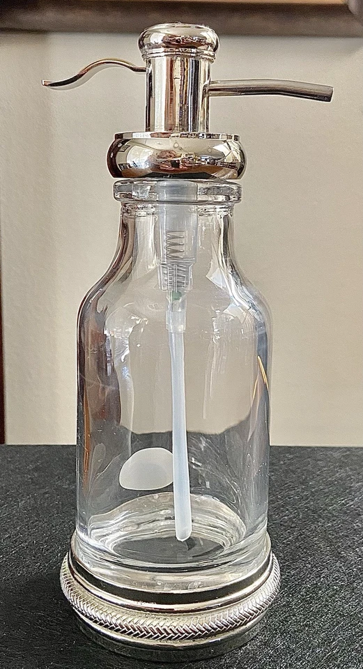 BELLA LUX GLASS BATH 8” VANITY SOAP LOTION PUMP DISPENSER- SOLID BUILD - Image 2 of 4