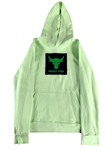 Under Armour Project Rock Hoodie Youth Extra Large Green Loose Fleece Sweatshirt