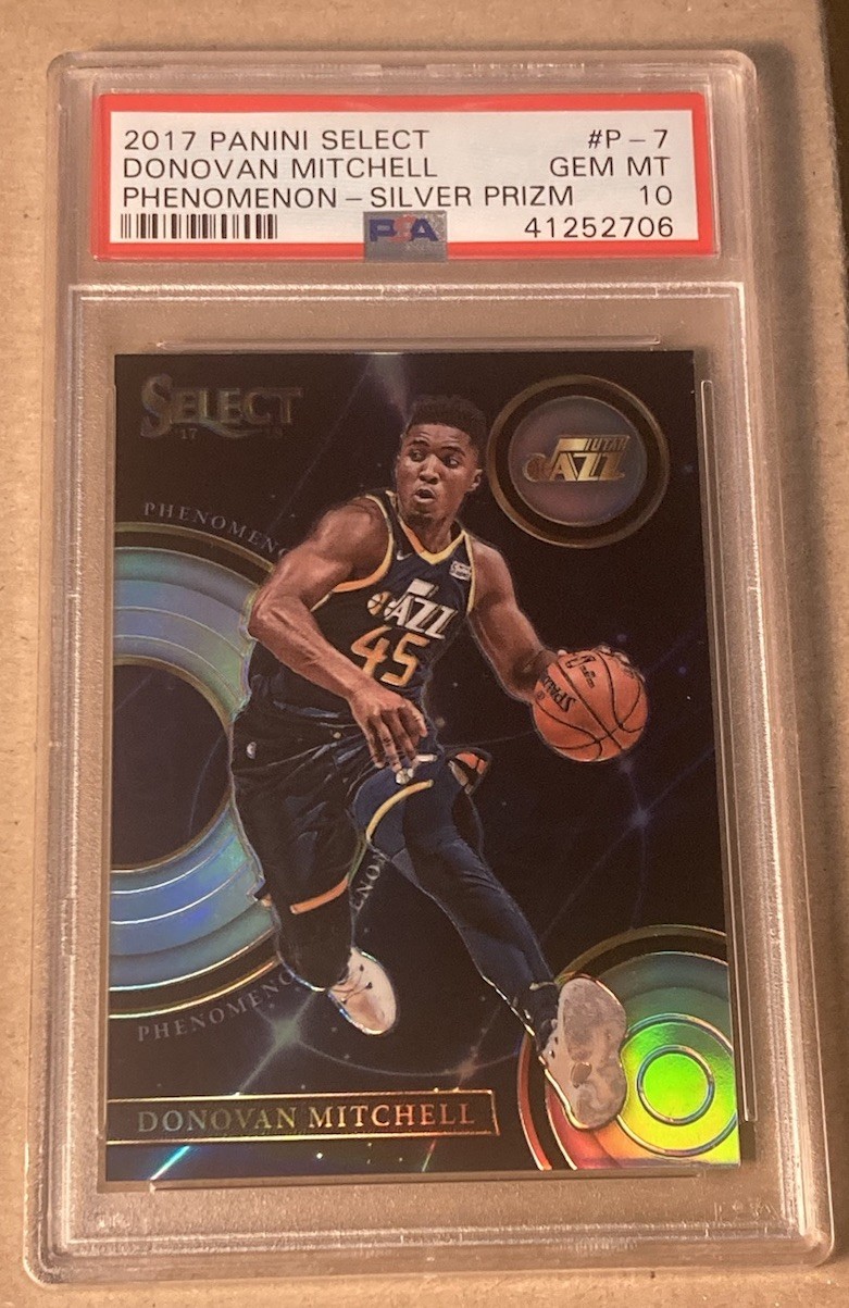 2017 Panini Select Phenomenon Donovan Mitchell Silver Prizm PSA 10 Gem Mint RC