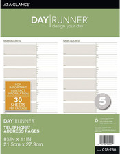 Day Runner Telephone and Address Pages, Refill, Loose-Leaf, Undated, for Planner