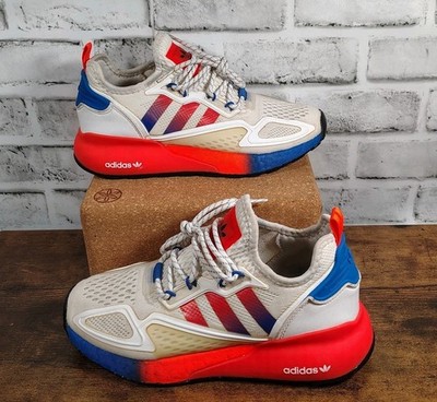 Adidas ZX 2K Boost Running Shoes White Solar Red Blue FV9996 Men's 6