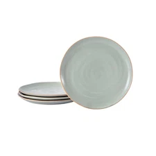 Bico Light Sage Green 8.7 inch Stoneware Salad Plates Set, Set of 4, Microwav...